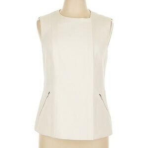 BCBGMaxAzria White Vest Top Large Sleeveless Zip Up
